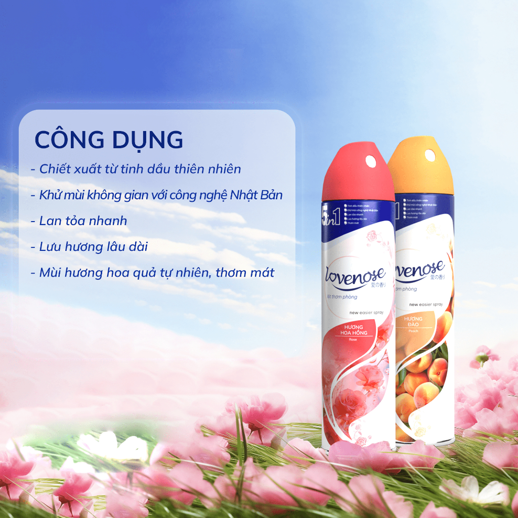 Ảnh Xịt thơm phòng Lovenose, nước hoa xịt phòng hương thơm tự nhiên dễ chịu lưu hương lâu dài 320ml 2