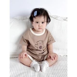 [COTTON ĐANH MỊN] Bộ Đồ Cộc Tay Họa Tiết Gấu Yêu Cho Bé – Chất Cotton Mịn Mát, Co Giãn Tốt | Đủ Size 73–110