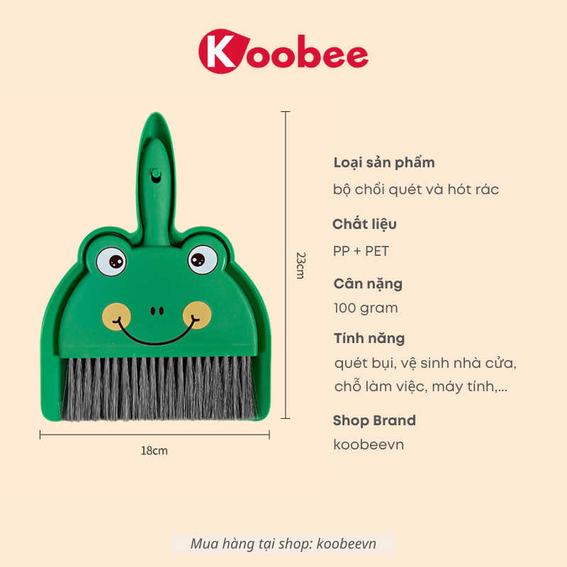Bộ Chổi Quét Bụi Kèm Hốt Rác Mini Hoạt Hình KOOBEE Vệ Sinh Nhà Cửa, Bàn Làm Việc Đa Năng Tiện Dụng | 058