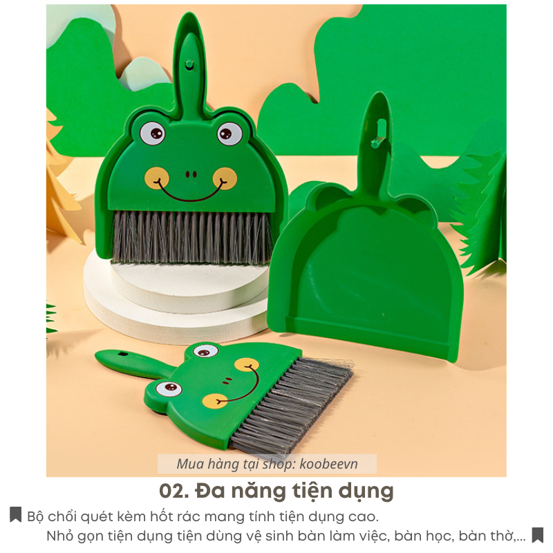 Bộ Chổi Quét Bụi Kèm Hốt Rác Mini Hoạt Hình KOOBEE Vệ Sinh Nhà Cửa, Bàn Làm Việc Đa Năng Tiện Dụng | 058