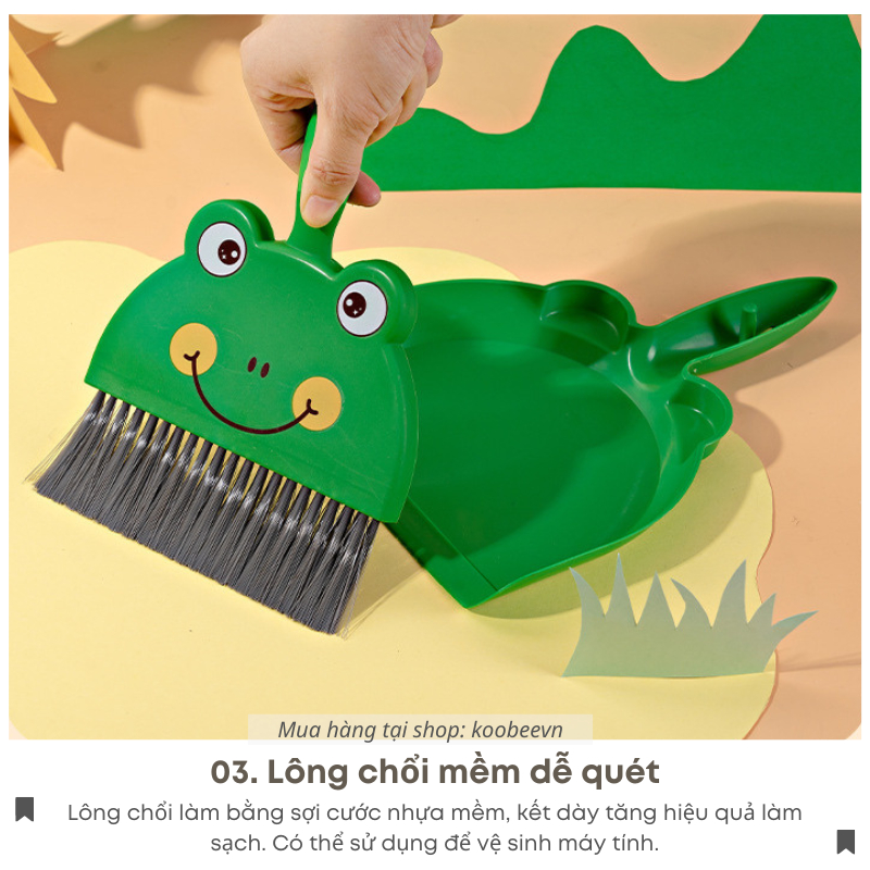 Bộ Chổi Quét Bụi Kèm Hốt Rác Mini Hoạt Hình KOOBEE Vệ Sinh Nhà Cửa, Bàn Làm Việc Đa Năng Tiện Dụng | 058