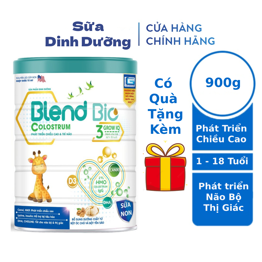 Sữa tăng chiều cao Blend Bio Grow IQ 900g, Sữa tăng chiều cao cho bé ...