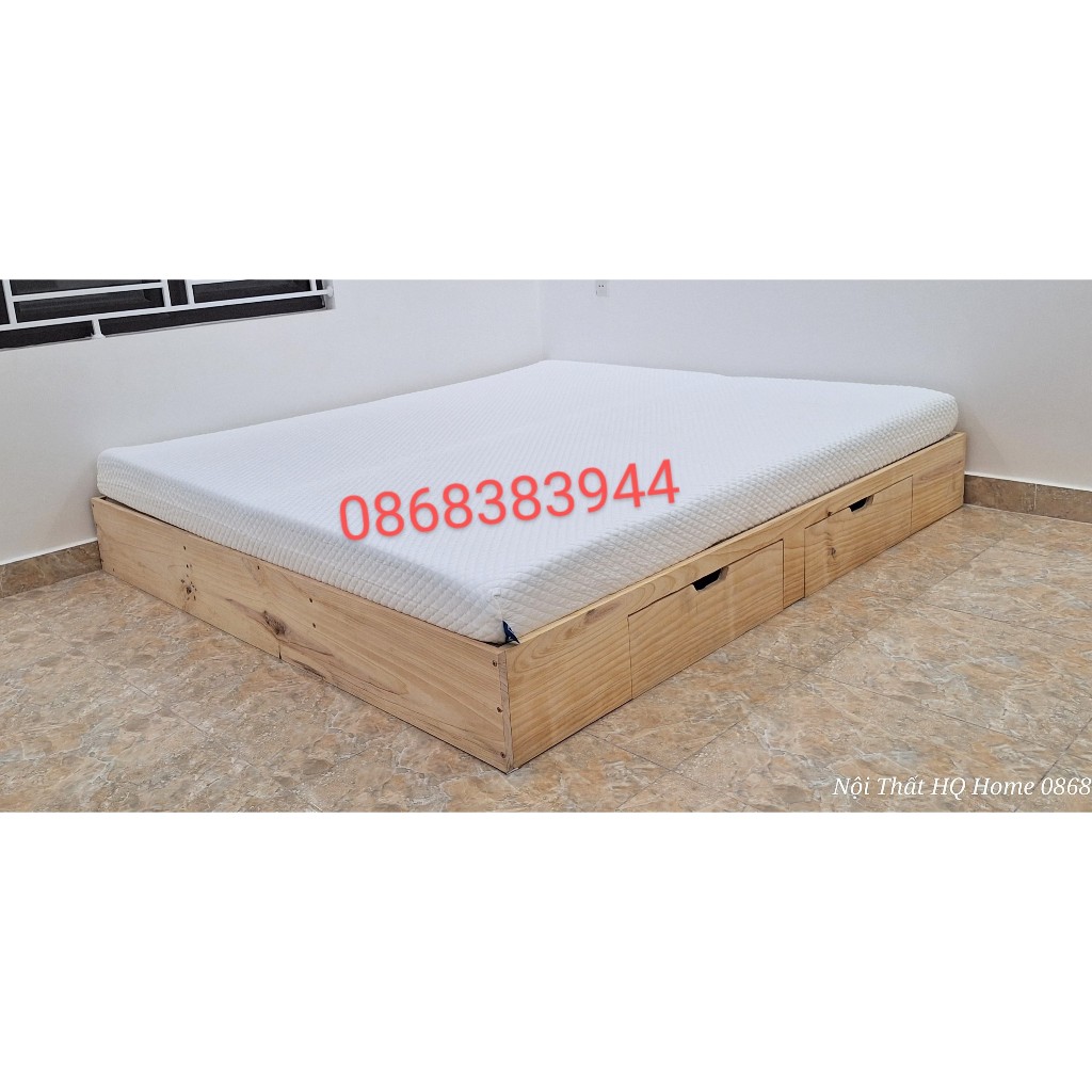 Phản gường gỗ thông có ngăn kéo để đồ