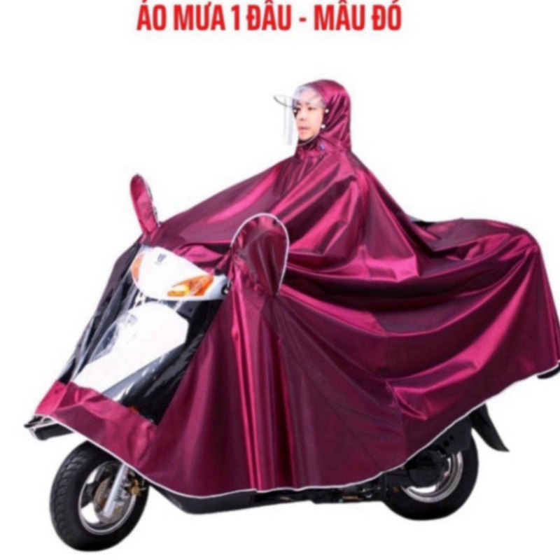 Áo Mưa Phản Quang Đi Xe Máy Che Phủ Toàn Thân 1 Người Và 2 Người Kèm Kính Chắn Mưa Chống Thấm Tốt