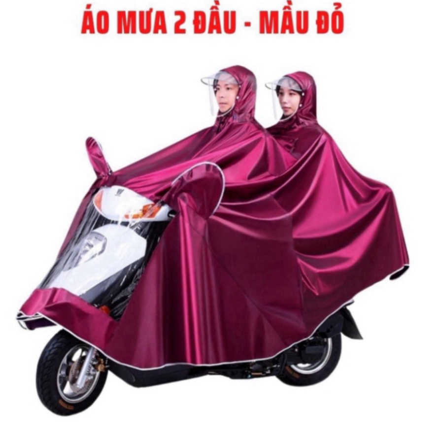 Áo Mưa Phản Quang Đi Xe Máy Che Phủ Toàn Thân 1 Người Và 2 Người Kèm Kính Chắn Mưa Chống Thấm Tốt