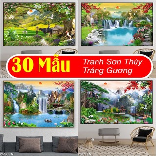 CỠ lỚN Bộ Tranh Treo Tường SƠN THỦY HỮU TÌNH in Uv Tráng Gương Cao Cấp