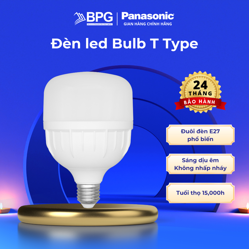 Ảnh Đèn LED Bulb Trụ Trắng PANASONIC Type T, Đuôi E27, Công suất 20W/30W/40W/50W sáng trắng 6500K 1