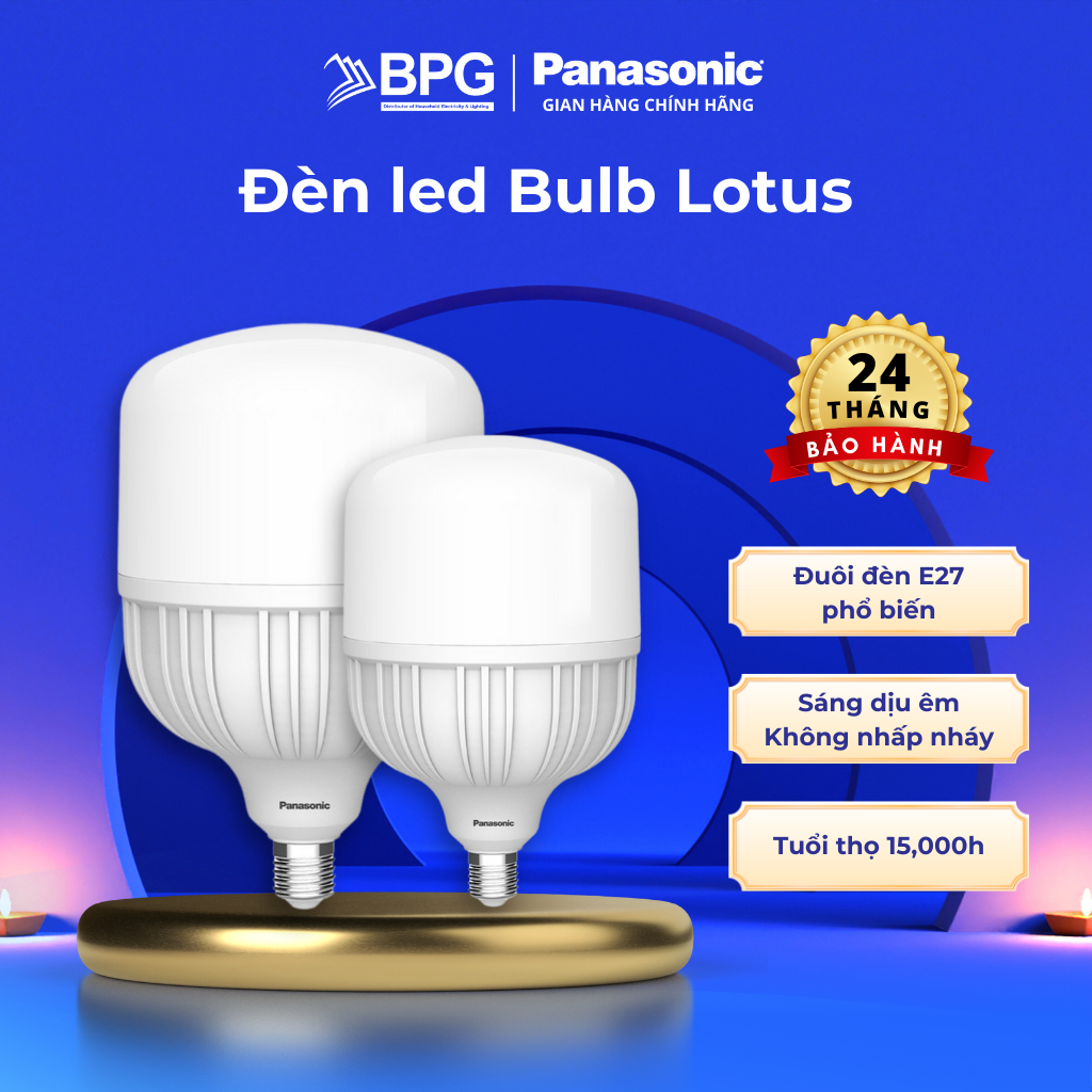 Ảnh Đèn LED Bulb Trụ Trắng Panasonic Lotus Đuôi E27 Công suất 20W 30W 40W 50W ánh sáng trắng 6500K 1