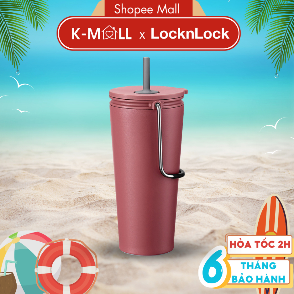 Ly giữ nhiệt LocknLock Bucket Tumbler 540ml Ống Hút LHC4268 Thép không gỉ 304, có quai xách - K-MALL