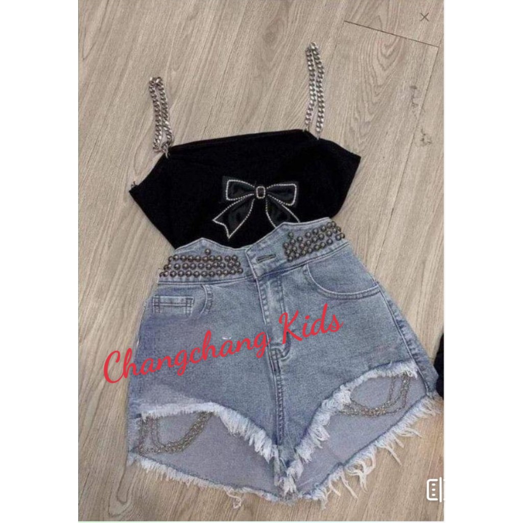 set đồ size mẹ và bé 35-55kg set jean đính hạt