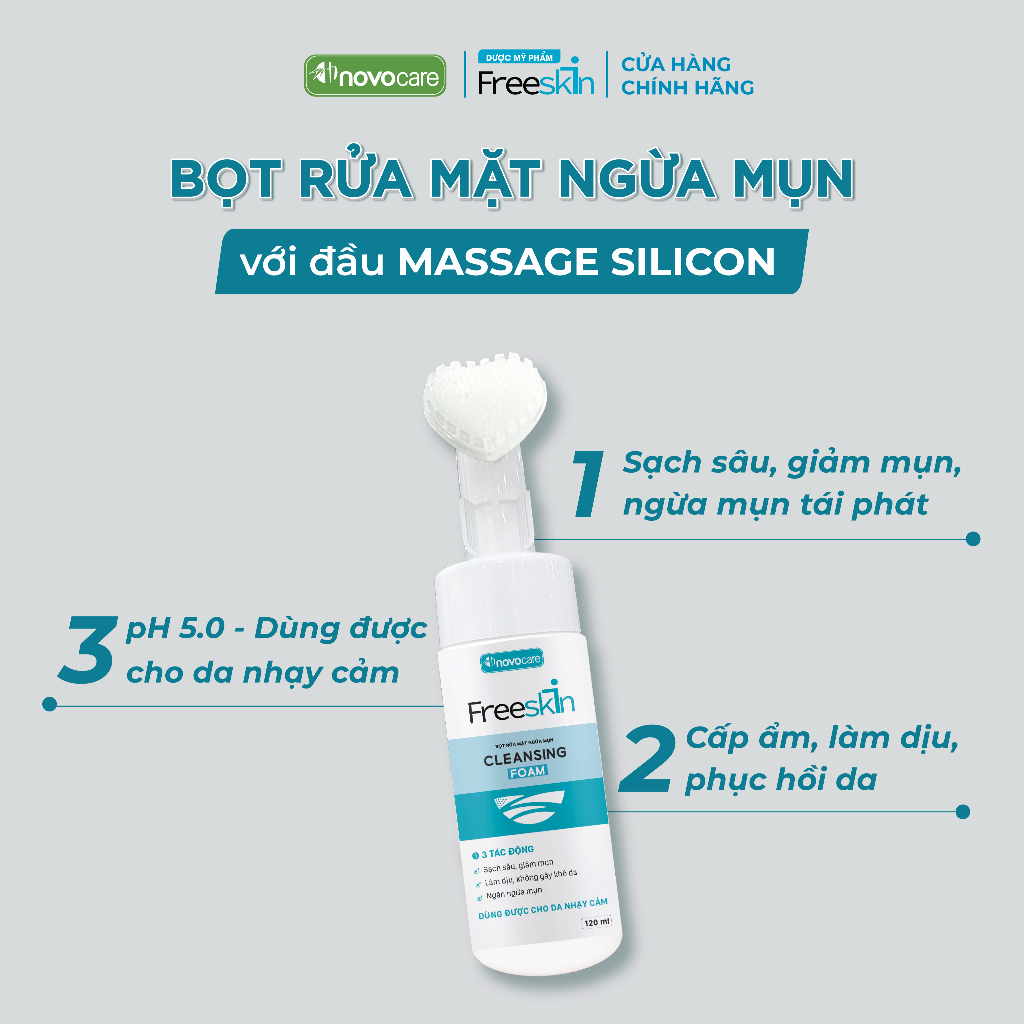 Ảnh Bọt rửa mặt ngừa mụn Novocare - Freeskin Cleansing Foam 120ml 1
