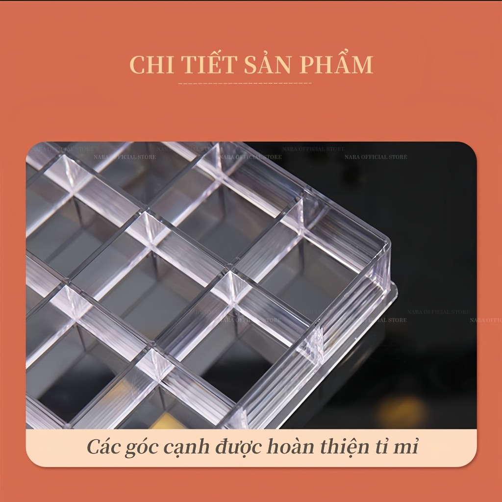 [Sản Phẩm Mới] Khay đựng phụ kiện nail 5 tầng 120 ô đựng đồ trang trí màu đen và trong - khay đựng charm đá nails