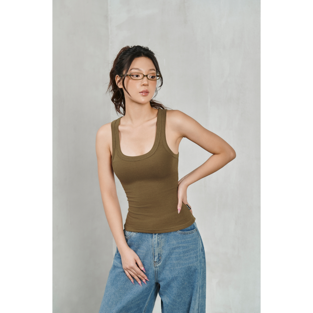THEKIM Áo ba lỗ trơn cổ U ( không mút ngực ) , áo thun trơn sát nách 3 lỗ cổ vuông T272 | BigBuy360 - bigbuy360.vn