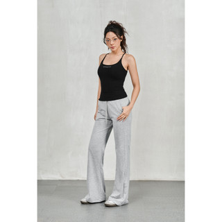 THEKIM Quần dài nỉ cotton cạp cao ống loe , phối đường line chìm nâng V3 thon gọn chân B249