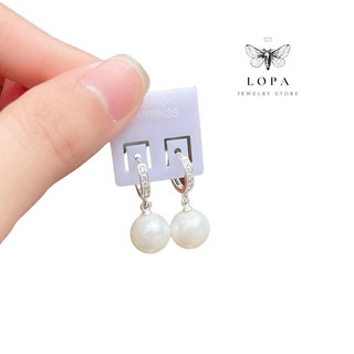 Bông tai chai bạc ta Sk102 đính viền đá bạc đẹp Lopa