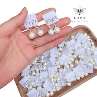 Bông tai chai bạc ta Sk102 đính viền đá bạc đẹp Lopa