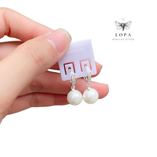 Bông tai chai bạc ta Sk102 đính viền đá bạc đẹp Lopa