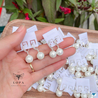 Bông tai chai bạc ta Sk102 đính viền đá bạc đẹp Lopa