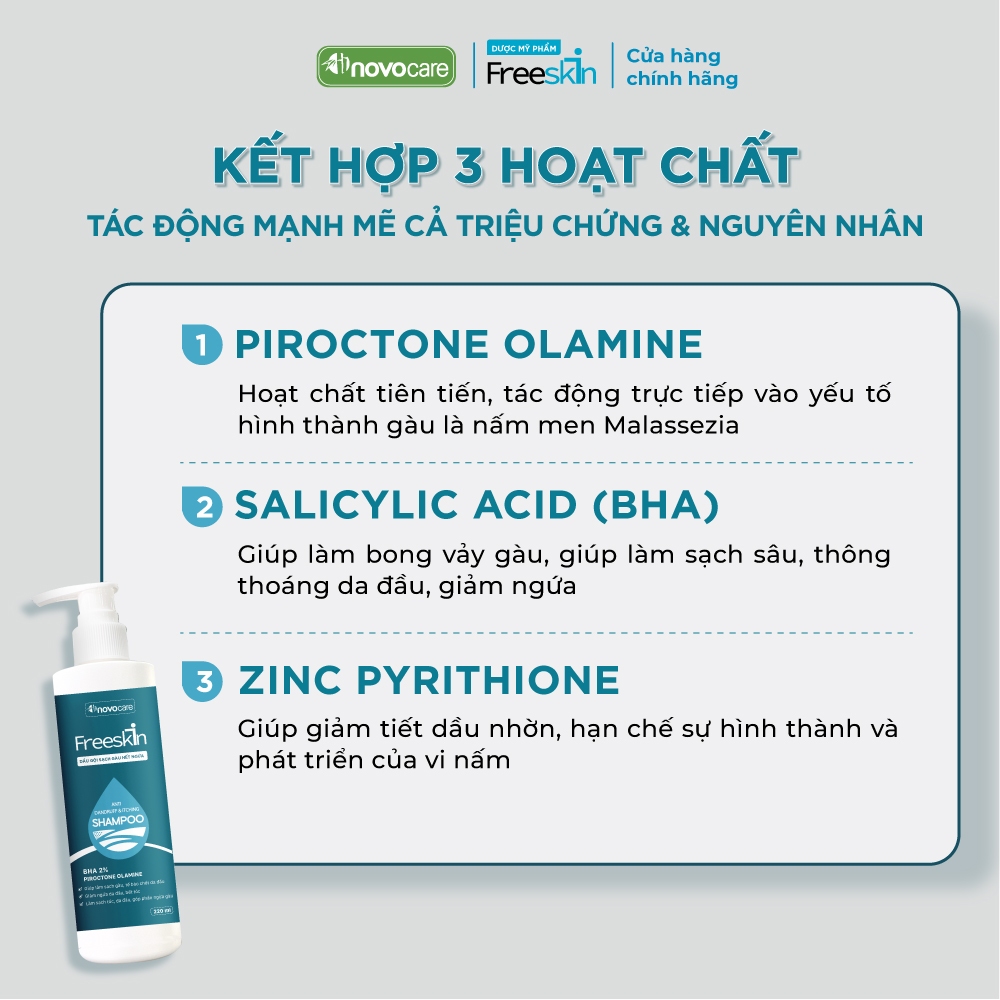 Ảnh Dầu gội sạch gàu hết ngứa Novocare - Freeskin Anti - Dandruff & Itching 220ml 2