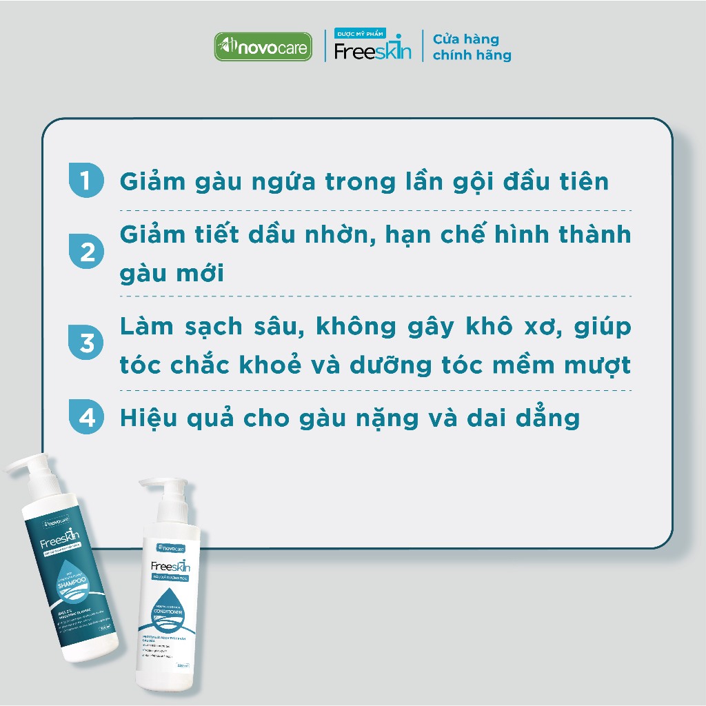 Ảnh Dầu gội sạch gàu hết ngứa & dầu xả dưỡng tóc Novocare - Freeskin 220ml-220ml 1
