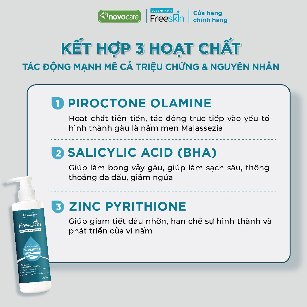 Ảnh Dầu gội sạch gàu hết ngứa & dầu xả dưỡng tóc Novocare - Freeskin 220ml-220ml 2
