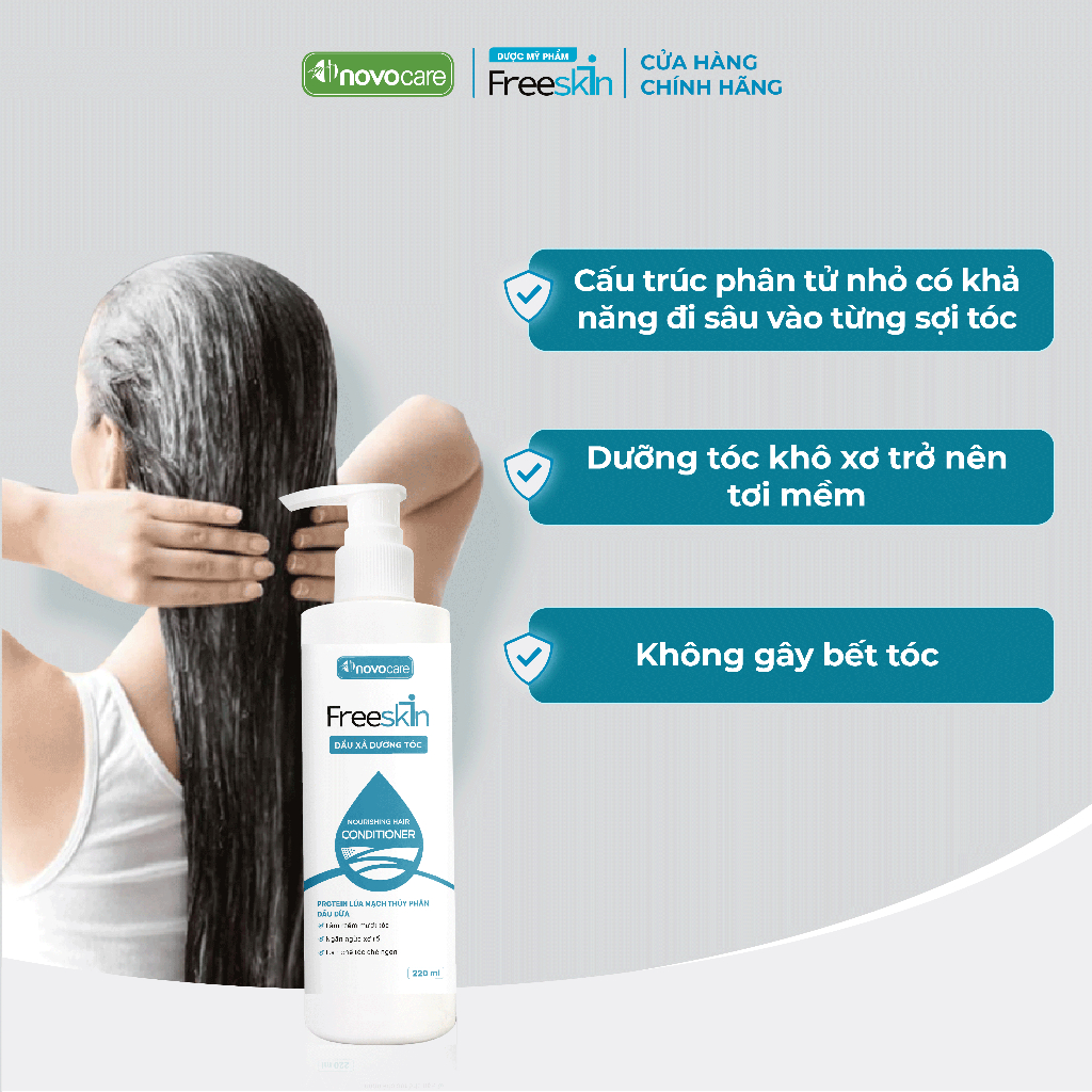 Ảnh Dầu gội sạch gàu hết ngứa & dầu xả dưỡng tóc Novocare - Freeskin 220ml-220ml 3