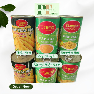 [VN] Bắp Hạt / Bắp Xay Nhuyễn / Bắp trái non (ngô bao tử) đóng hộp Danomet 400g.