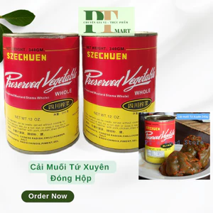 Cải muối Tứ Xuyên đóng hộp hiệu Thỏ Trắng (cải lon 340g)/Preserved Vegetable Szechuen Radis Chinois
