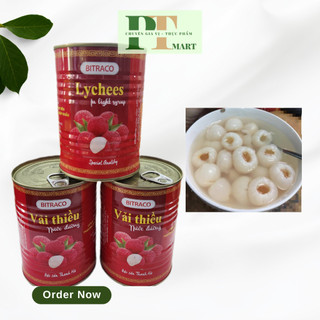 Vải thiều ngâm nước đường Thanh Hà Bitraco 565gr (vải đóng hộp / vải lon). Lychees in syrup