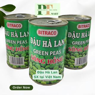 Đậu hà lan lon / Đậu hà lan đóng hộp hiệu Sông Hồng Bitraco 450gr -- Đậu VN
