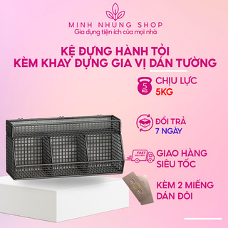 "Kệ Đựng Hành Tỏi và Gia Vị Dán Tường, Tiện Ích, Tặng Miếng Dán Miễn Phí"