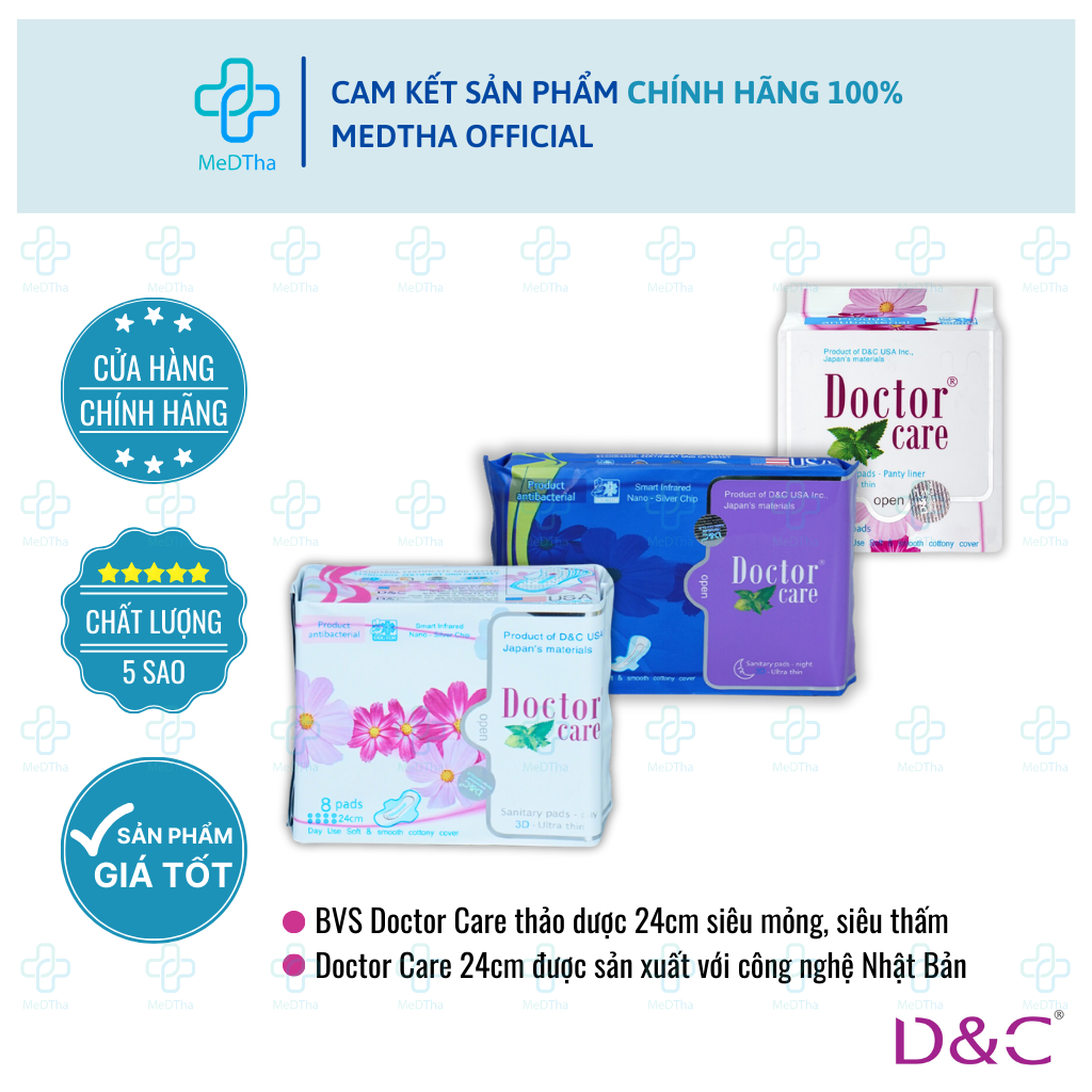 Băng Vệ Sinh Thảo Dược D&C Doctor Care Siêu Mỏng (Gói 8 miếng) - Băng ...