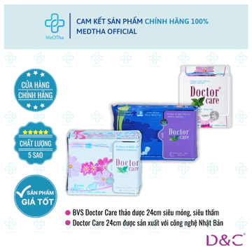 Băng Vệ Sinh Thảo Dược D&C Doctor Care Siêu Mỏng (Gói 8 miếng) - Băng Vệ Sinh Có Cánh, Siêu Thấm