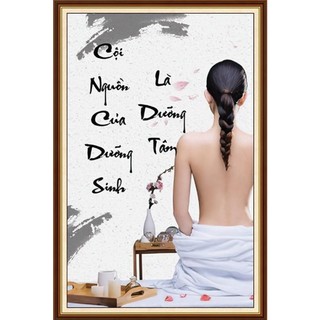 Tranh dán spa dưỡng sinh, trang trí spa gội đầu dưỡng sinh, tranh ngâm chân thảo dược in trên vải lụa (tặng kèm keo dán)