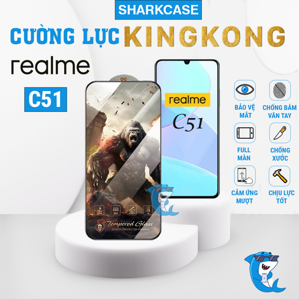 Kính cường lực Realme C51 cao cấp full màn chống bám vân tay bảo vệ màn hình điện thoại