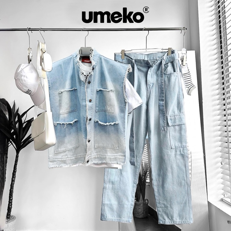UMEKO Set Ray Of Light Ver.3 Unisex Gồm Áo Khoác Gile Denim Và Quần ...