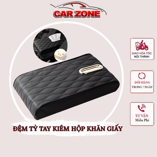 Đệm Tỳ Tay Ô Tô Da PU Cao Cấp, Kiêm Hộp Đựng Khăn Giấy Tiện Dụng Cho Xe Hơi