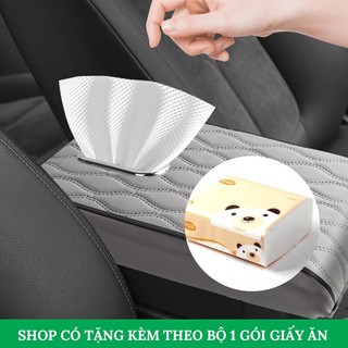 Đệm Tỳ Tay Ô Tô Da PU Cao Cấp, Kiêm Hộp Đựng Khăn Giấy Tiện Dụng Cho Xe Hơi