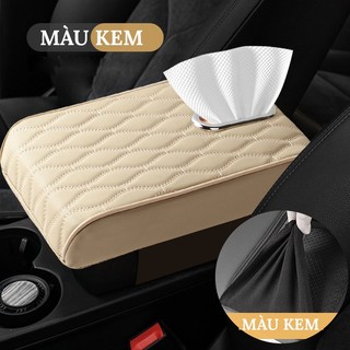 Đệm Tỳ Tay Ô Tô Da PU Cao Cấp, Kiêm Hộp Đựng Khăn Giấy Tiện Dụng Cho Xe Hơi