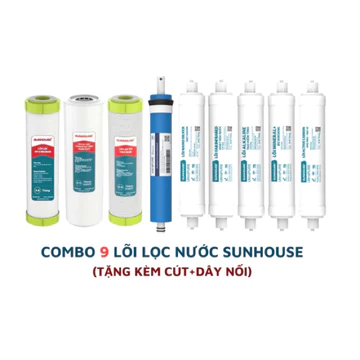 Bộ 9 Lõi Lọc SUNHOUSE - (Lõi thô 123, RO, Active ,Min, Far, Nano ,Alkaline)