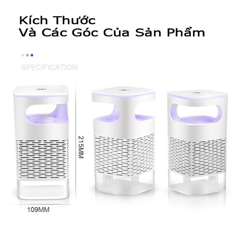 Máy bắt muỗi diệt côn trùng thông minh , Đèn bắt muỗi kiêm đèn ngủ có cổng sạc USB ( Mầu Trắng )