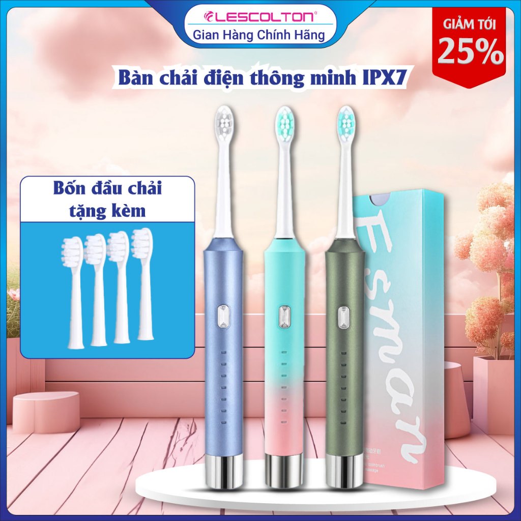 Ảnh Bàn chải điện lescolton đánh răng điện tử sạc USB IPX7 Chống nước công nghệ tấng suất rung cao lông chống chẻ rụng 1
