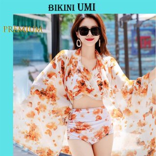 SIZE ( M, XL ) BIKINI UMI BIKINI 2 MẢNH PHỐI VOAN KÈM KHĂN IN HỌA TIẾT LOANG BIKINI STORE