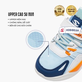 Giày thể thao trẻ em HOBIBEAR Sketch White EVA khóa dán xanh đế mềm chống trượt