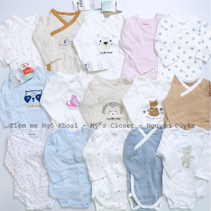 [MD43] 3-6M CHỌN MẪU Body chip dài tay cài chéo chất liệu organic cotton các hãng xuất Pháp cho bé trai và gái