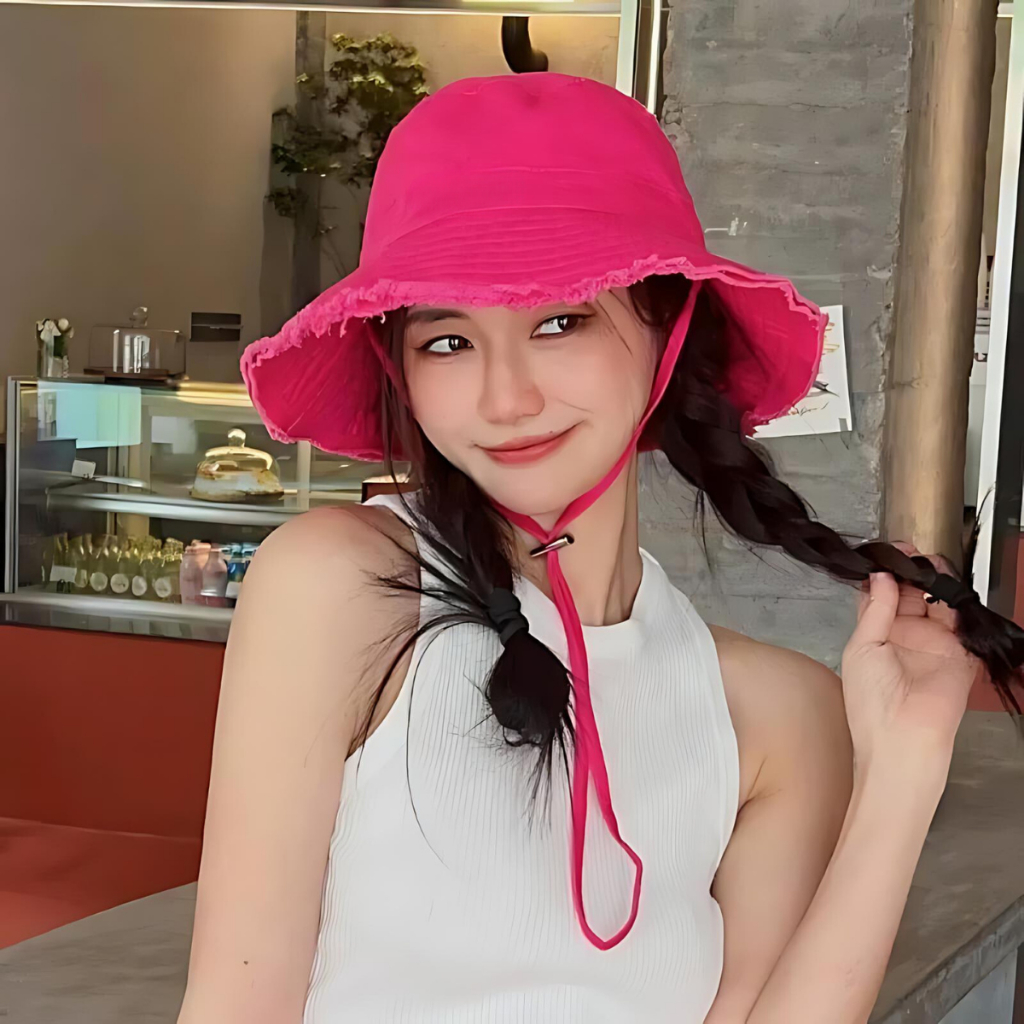 Mũ bucket tua rua trơn vải kaki mềm mịn , nón tai bèo vành rộng cá tính dành cho nữ phong cách thời trang hàn quốc
