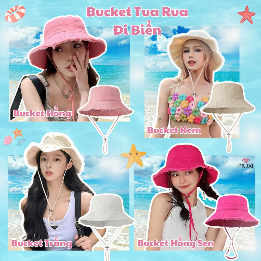 Mũ bucket tua rua trơn vải kaki mềm mịn , nón tai bèo vành rộng cá tính dành cho nữ phong cách thời trang hàn quốc