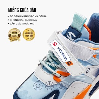 Giày thể thao trẻ em HOBIBEAR Sketch White EVA khóa dán xanh đế mềm chống trượt