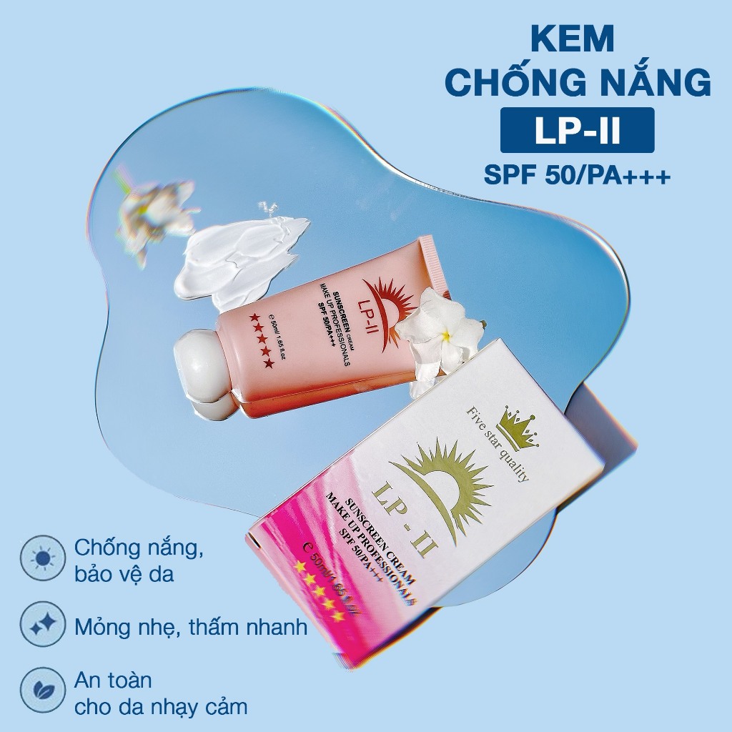 Kem Chống Nắng LP- II Chống Nắng SPF50+ PA+++Dưỡng Trắng Nâng Tông Kiềm Dầu  Dùng Tốt Cho Bà Bầu và Da Dầu Da Mụn 50g