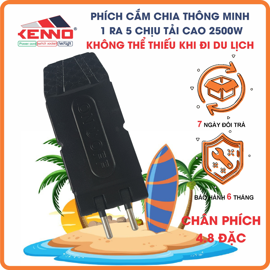 Phích cắm điện thông minh đầu nối siêu gọn 1 ra 5 Q5D màu màu đen